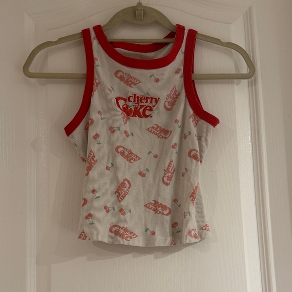 Vintage Retro Cherry Coke Red and White Crop Top Sz Small - Picture 2 of 3